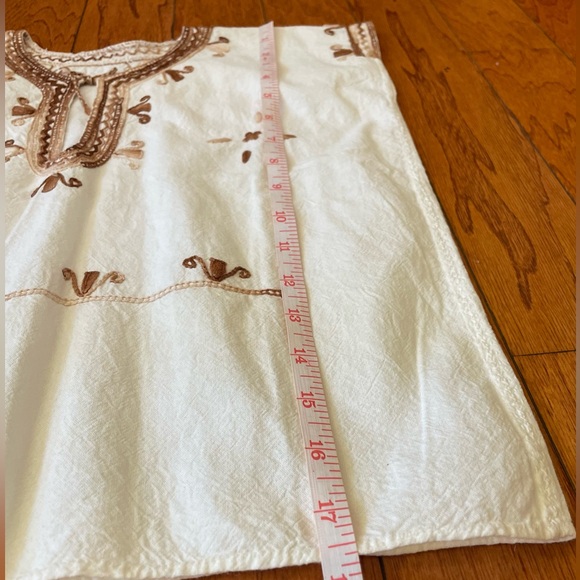 Huipil Child’s Top Hand Embroidered Mayan Unbleached Cotton Earth Tones - Picture 8 of 8